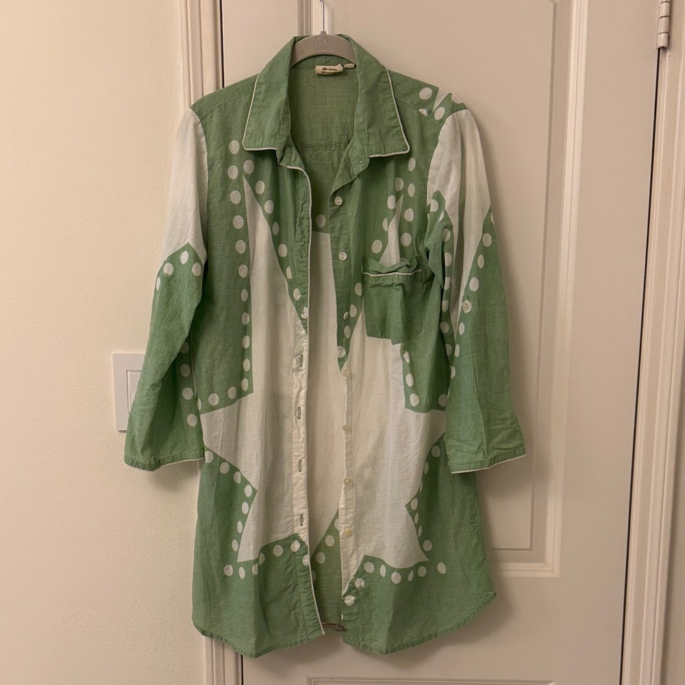 Green and White Star Patterned Shirt